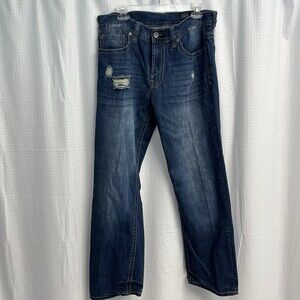 TK Axel Men’s Relaxed‎ Straight Distressed Dark Wash Blue Jeans 34x32 Cowboy
